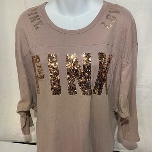Pink sequins, half sleeve tee
